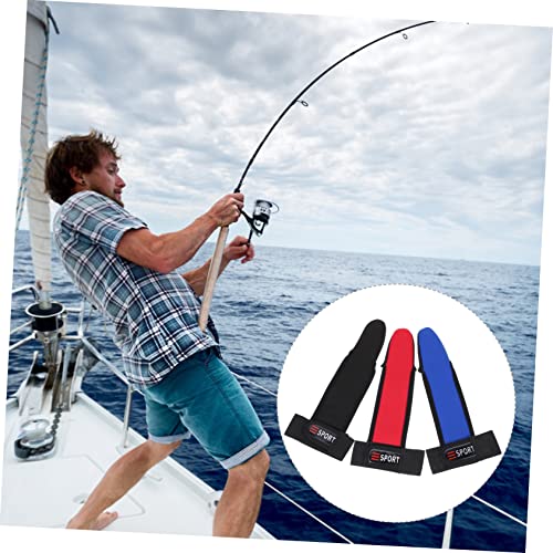 Foto von LIOOBO 3 Stücke Einfingerhandschuh Angeln Schutzhandschuh Fischer Casting Handschuh rutschfeste (rot, blau und schwarz)