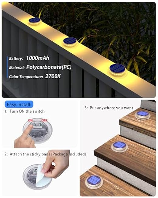 Solar Deck Lights 4 Pack Warm White Solar Step & Dock Lights