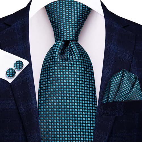 Image of Hi-Tie Men's Tie Lapel Pin Set Pocket Square Cufflinks Formal Woven Silk Tie Sets Wedding Party