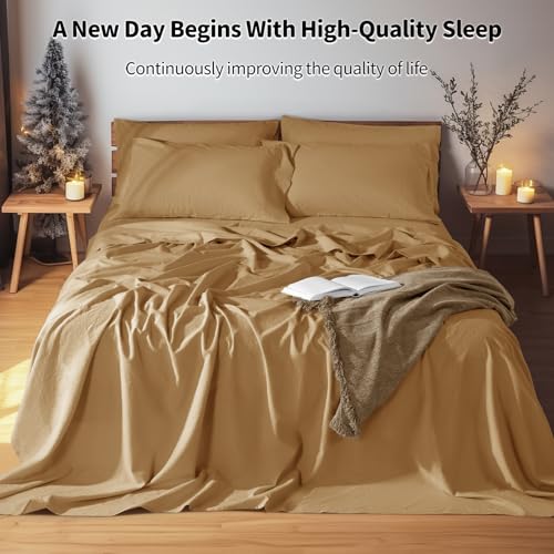 Image of LBRO2M 100% French Pure Linen Sheet Set 6Pcs, 16 inch Deep Pocket King Size