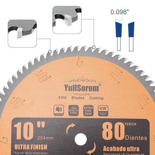 Image of 10 inch Miter /Table Saw Blade, 80 Teeth ATB Tungsten Carbide Saw Blades with 5 /8 inch Arbor for Wood, Aluminum, PVC Pipe and Plastic Cutting