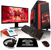 AWD-IT Gaming-PC-Set – AMD Ryzen 5 Pro 3350G 4 Core • 24 Zoll LED-Display • Gaming-Tastatur und Maus • 16 GB • 1 TB • rote LED-Hülle • WLAN • Windows 10