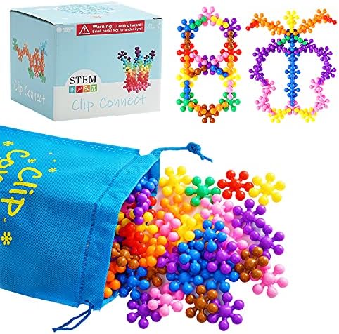 Chichalk Clip Connect 120 Piece Building Blocks | Diameter 1.26", STEM Building Toys Set Kindergarten Math Manipulatives for Kids Boys Girls, Educational Preschool Toys Activities Homeschool Supplies