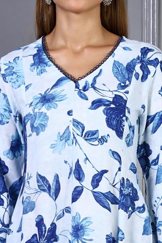 Image of W for Woman Schiffli Embroidered Straight Rayon Kurta