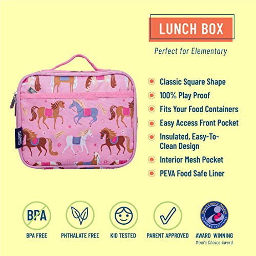 Wildkin Kids Insulated Lunch Box Bag For Boys & Girls, Reusable Kids Lunch Box Is Perfect For Elementary, Ideal Size For Packing Hot Or Cold Snacks For School & Travel Bento Bags (Horses) #TOP2