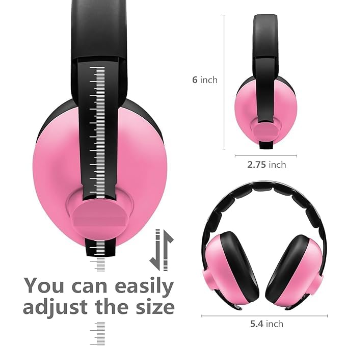 Aisbugur Baby Ear Protection Noise Cancelling Headphones Adjustable Kids Ear Muffs Hearing Protection for Infants Toddlers Children Lightweight Soft Padded Ear Defenders for Loud Events Travel (Pink) 3