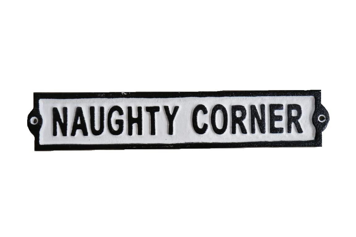 Venture Vehicles Ltd Humorous Cast Iron Wall Mounted Plaque | Naughty Corner, Black & White, One Size