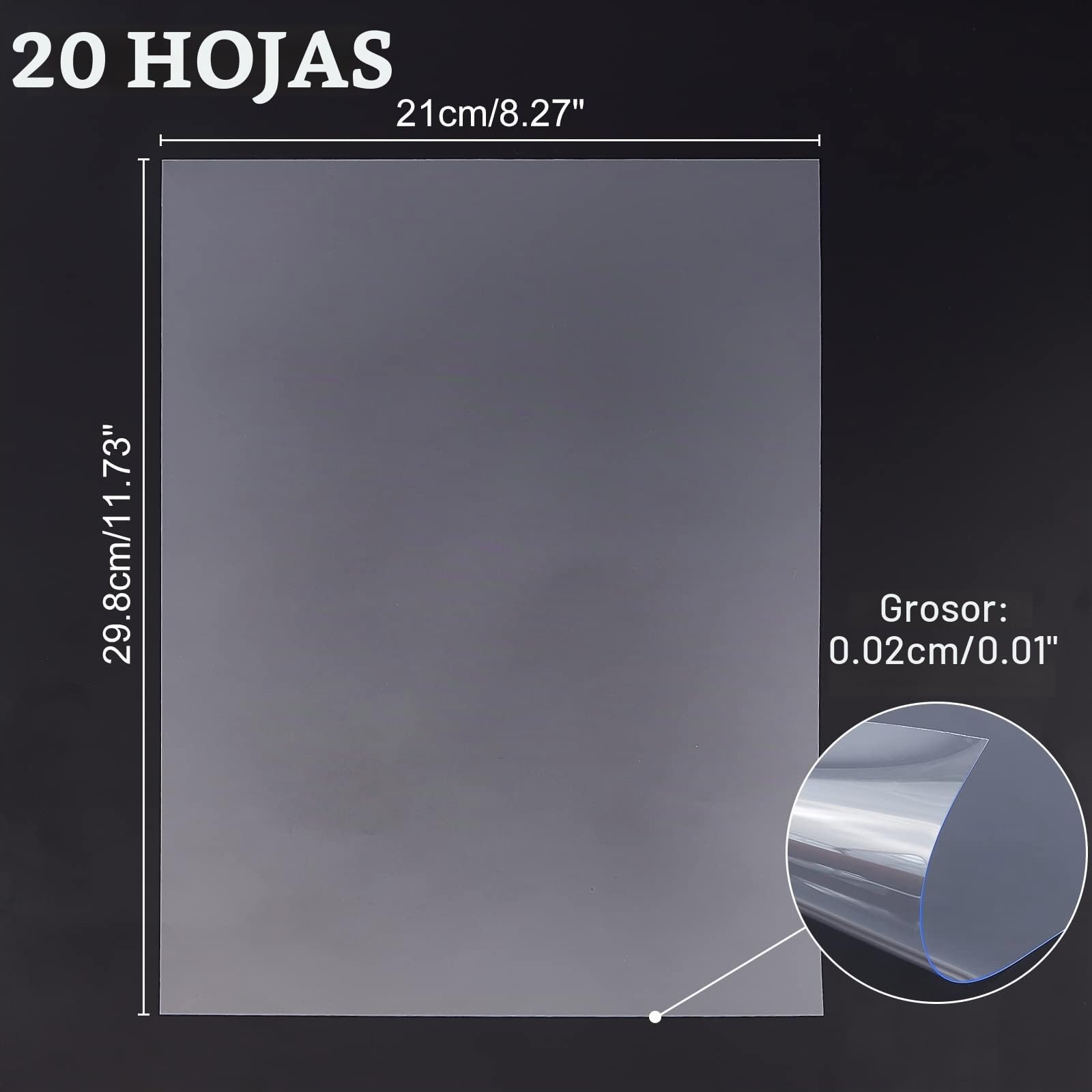 AHANDMAKER 20 Piezas de Placa de Poliestireno Flexible Transparente, 20x30cm Hoja de Plástico Transparente con Papel Protector para Artesanía, Ventanas, Marcos de Fotos