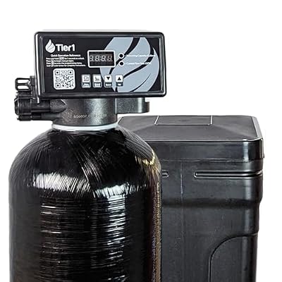 Tier1 Whole House Water Softener System Compact 24,000 Grain High Efficiency Space Saving | Pre-Filled Mineral Tank with 3/4 Cubic feet of Cation Resin | Home Water Filtration System