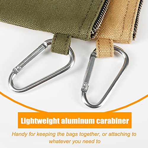 Hrx Package Canvas Tool Bag Water Resistant, 2Pcs Tool Pouches With Zipper And Carabiner, Heavy Duty Utility Bags For Tools Camping Travel #TOP2