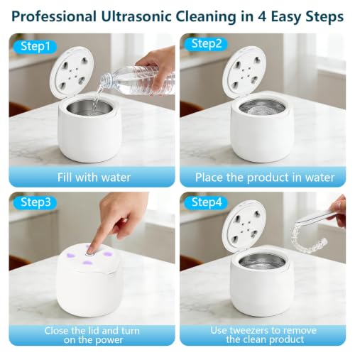 Image of Ultrasonic Denture Cleaner, with Portable UV Light for Home & Travel, White