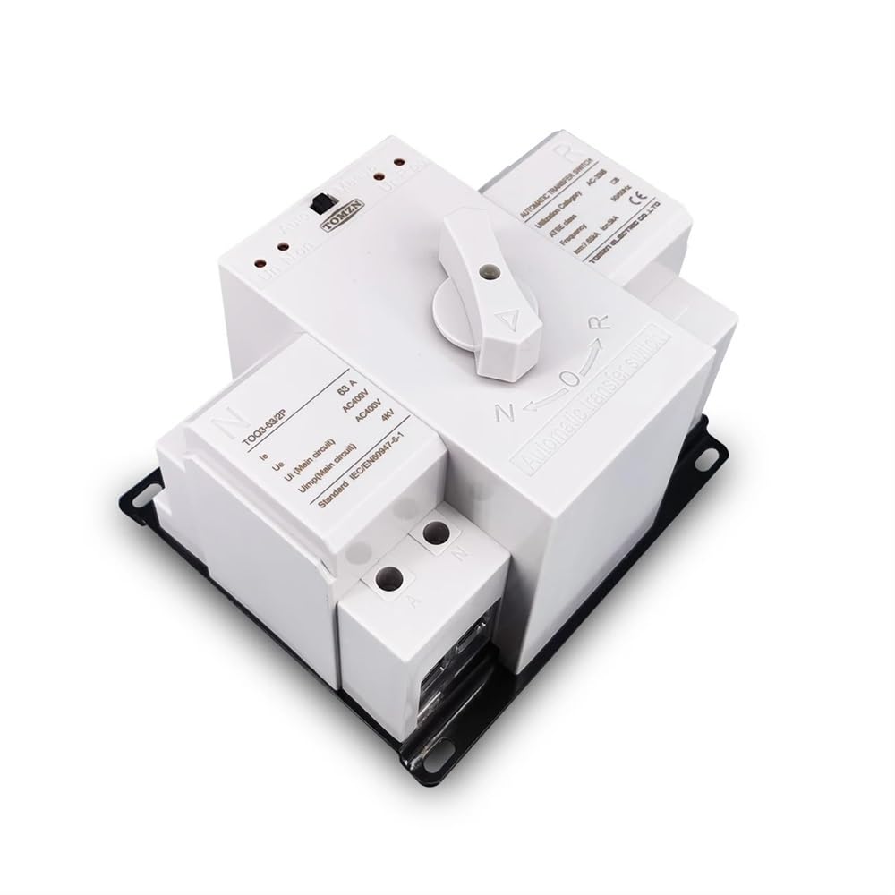 Salvavita Riarmo Automatico 2 Ingresso 1 Outpout 2P 63A 230V 50/60 Hz. MCB. Tipo Dual Power Switch di trasferimento Automatico ATS. Differenziale Riarmo Automatico