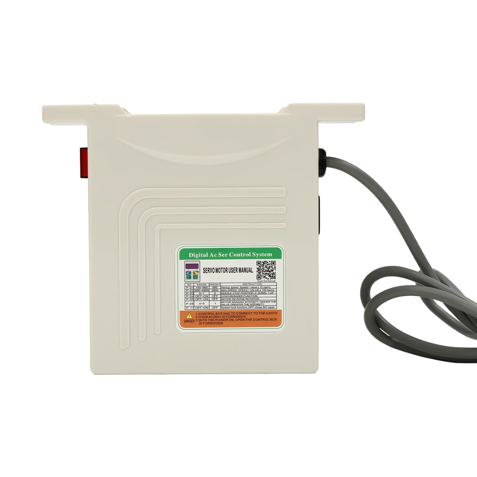 OUKANING Elektrischer Nähmaschinenmotor 600W bürstenlos - Servomotor mit Steuerung und Display - 220V Industriemotor mit 500-4500 U/min für Overlock & Zickzack-Maschinen