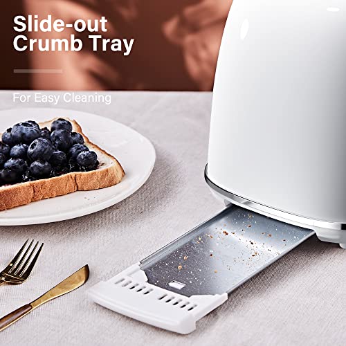 Redmond 2 Slice Toaster Retro Stainless Steel Toaster With Bagel, Cancel, Defrost Function And 6 Bread Shade Settings Bread Toaster, Extra Wide Slot And Removable Crumb Tray, White, St028 #TOP6