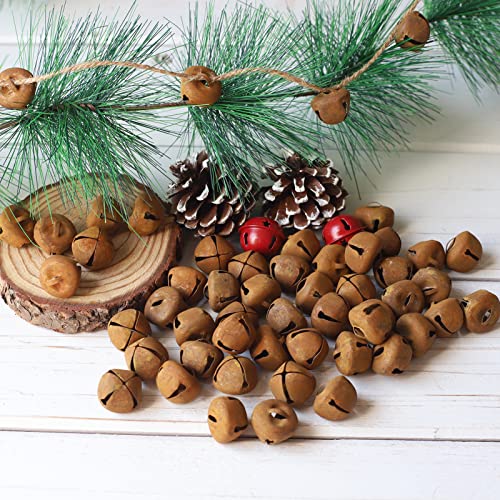 Country-Primitive-Craft-Rusty-Tin-Jingle-Bells-for-Crafting-Designing-and-Decorating-Home-Decoration-50-PiecesRusty-079-inch Country Primitive Craft Rusty Tin Jingle Bells for Crafting Designing and Decorating Home Decoration 50 PiecesRusty 079 inch