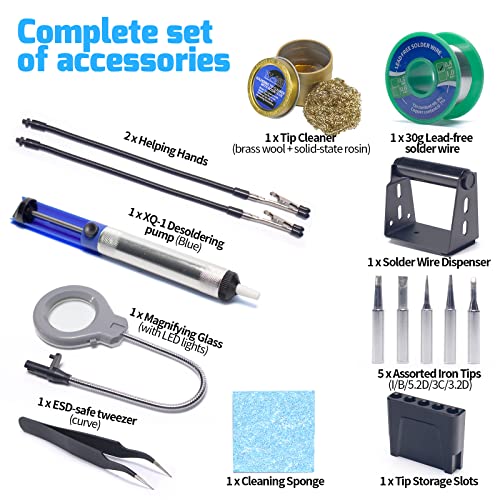 Wep 927-Iv Soldering Station Kit High-Power 110W With 3 Preset Channels, Sleep Mode, Led Magnifier, 5 Extra Iron Tips thumb #4