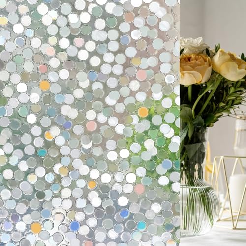 Volcanics Rainbow Window Privacy Film - Heat Blocking 3D Decorative Window Clings, 35.4 x 78.7 Inches