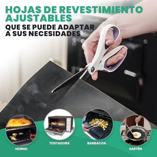 Hoja de Revestimiento de Horno (Paquete de 3) - Protectores de Horno Resistentes antiadherentes Reutilizables Grandes de 50x40 cm para la Parte Inferior de los hornos - Imagen 5
