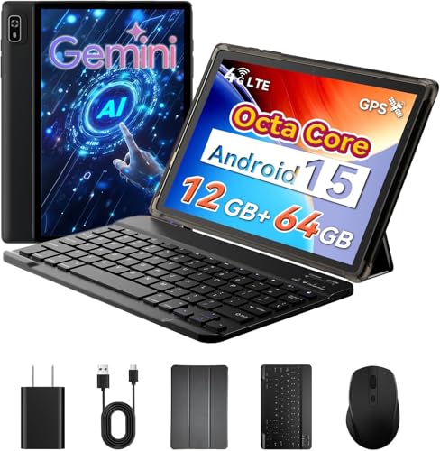 10 inch 2-in-1 Android 15 Tablet with Keyboard, Mouse, and...