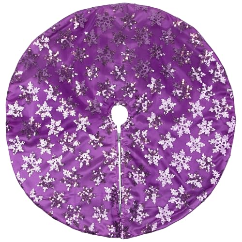 Sequin Snowflake Mini Christmas Tree Skirt - Purple - 20