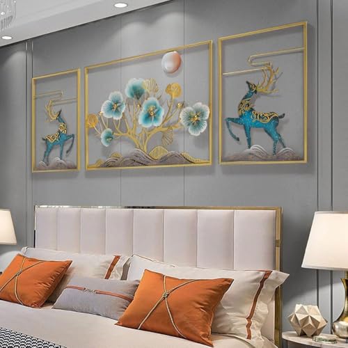 Image of Big Handcrafted Metal Modern Wall Art Multicolor Deer Frame Large Unique Modern Accent for Stylish Interiors Wall Art for Home Decor, Living Room, Bedroom & Office
