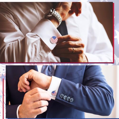 Image of Newcotte 5 Pairs Cufflinks for Men Round Silver Cufflinks Mens Classic Stainless Steel Cuff Links Set for Wedding Gifts