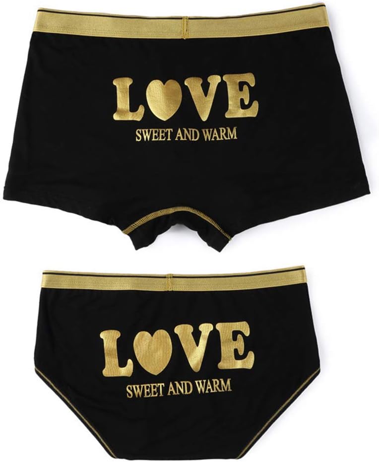 2pcs/lot Couple Boxer Fashion Sexy Lovers Modal Soft Underwear Men's and Women's Shorts (Women-XL, Men-XXL)