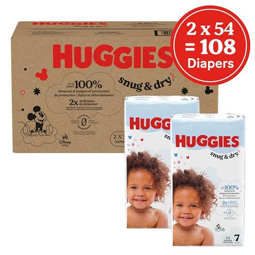 Image of Huggies Size 7 Diapers, Snug & Dry Baby Diapers, Size 7 (41+ lbs), 108 Count (2 Packs of 54), Packaging May Vary