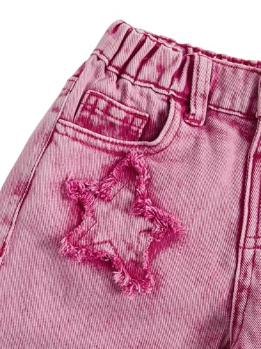 WDIRARA Toddler Girl's Star Print High Waisted Jeans Denim Pants with Pockets4