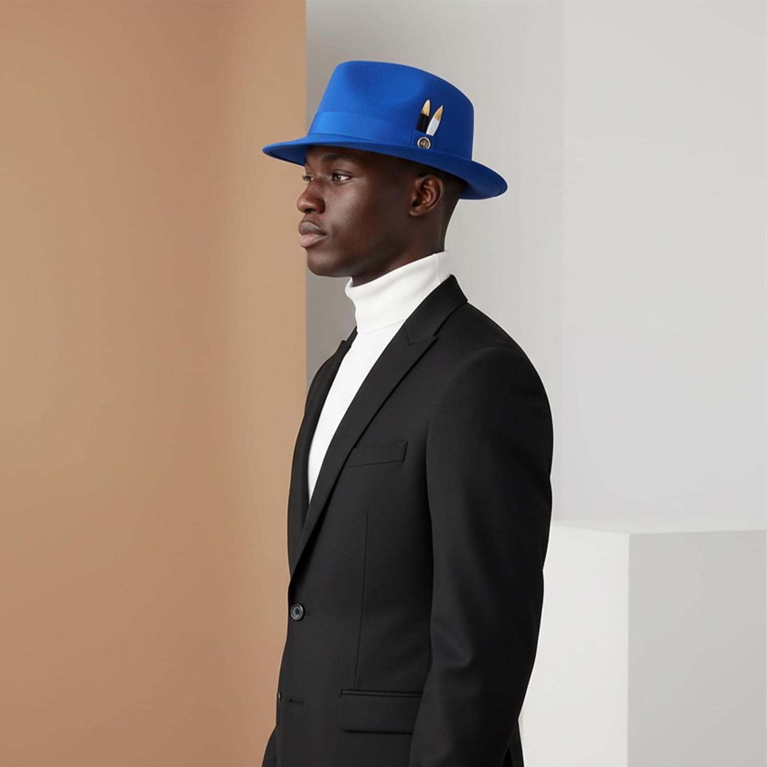 FADACHY Fedora Hats for Men & Women Short Brim Felt hat Trilby Fedora with Feather Panama Dress Hat