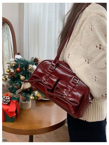 Verdusa Women's Bowknot Shoulder Bag PU Leather Top Handle Underarm Handbags2