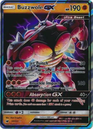 Pokémon Buzzwole GX - 57/111 Ultra Rare Collectible Card: Crimson Invasion