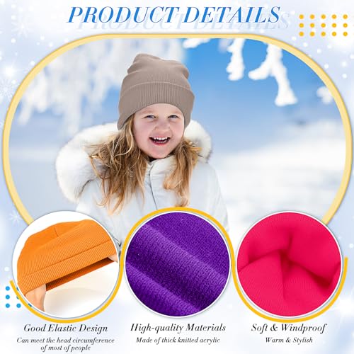 Image of Xtinmee 100 Pcs Kids Winter Beanie and Gloves Bulk Warm Knit Hat Stretchy Full Fingers Gloves Pack Unisex Cold Weather Set