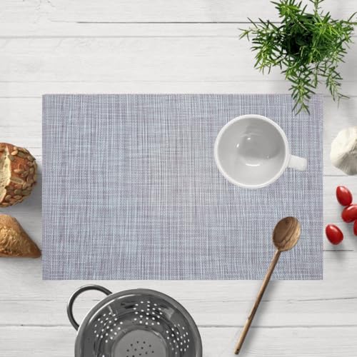 Image of YELONA Placemats for Dining Table - Heat Resistant, Non-Slip & Washable PVC Vinyl Table Mats - Set of 6, 45 x 30 cm (Silver Grey)
