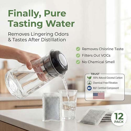 Image of Green Piece Activated Charcoal Water Filter Replacements (Made in USA) - Great for Megahome and Other Countertop Water Distillers - Pack of 36 - Deluxe Version