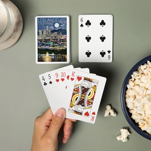 Lantern Press Naipes Poker Los Angeles Skyline Noche miniatura 2
