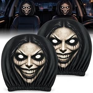 2 Stück Kopfstützenbezüge Halloween Auto Deko Innen Gruselig Scary Horror | Kopfstützenbezug Decorations