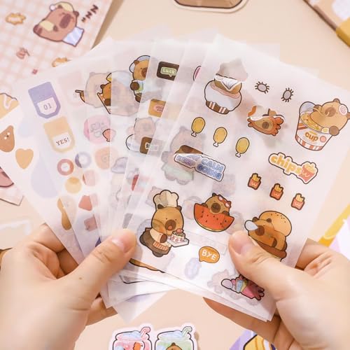 Image of MGNLR Vintage Aesthetic Scrapbook Kit(346Pcs) Scrapbooking Supplies Kit with Bullet Junk Journal,Stationery,A6 Grid Notebook Journaling Gift for Girl (Capy Bara)