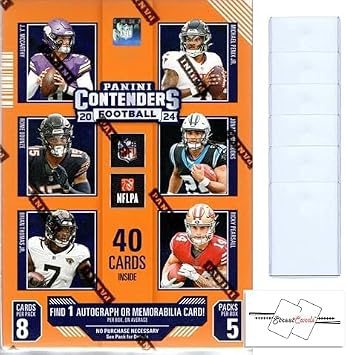 2024 Contenders Football Blaster Box with 40 Trading Cards + 6 Toploaders + StreetCards Magnet!