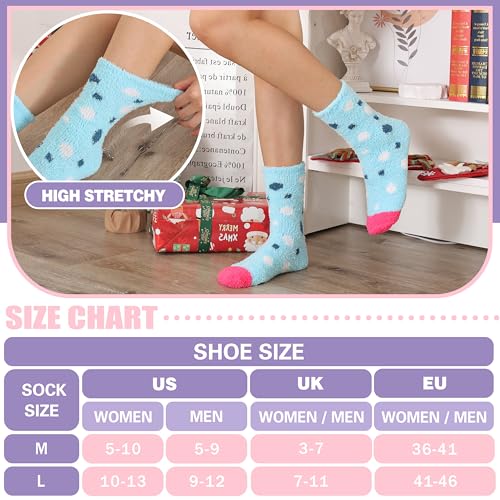 Image of Fuzzy Slipper Socks Thick Fluffy Warm Winter Cozy Plush Soft Sleep Home Socks for Women Men