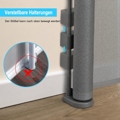 Treppenschutzgitter Einziehbares Babygitter für Treppen, Erweiterbar auf bis zu 200 cm breites Hundegitter für Treppen, Türen, Flure… – Ansicht 3
