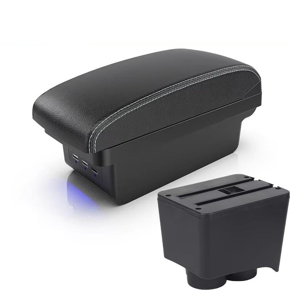 FSOZDBBPL Car Armrest Box For Polo Mk5 6R For Vento 2002-2009 Storage Box Car Accessories Interior Parts(B3 Black white 3 USB)