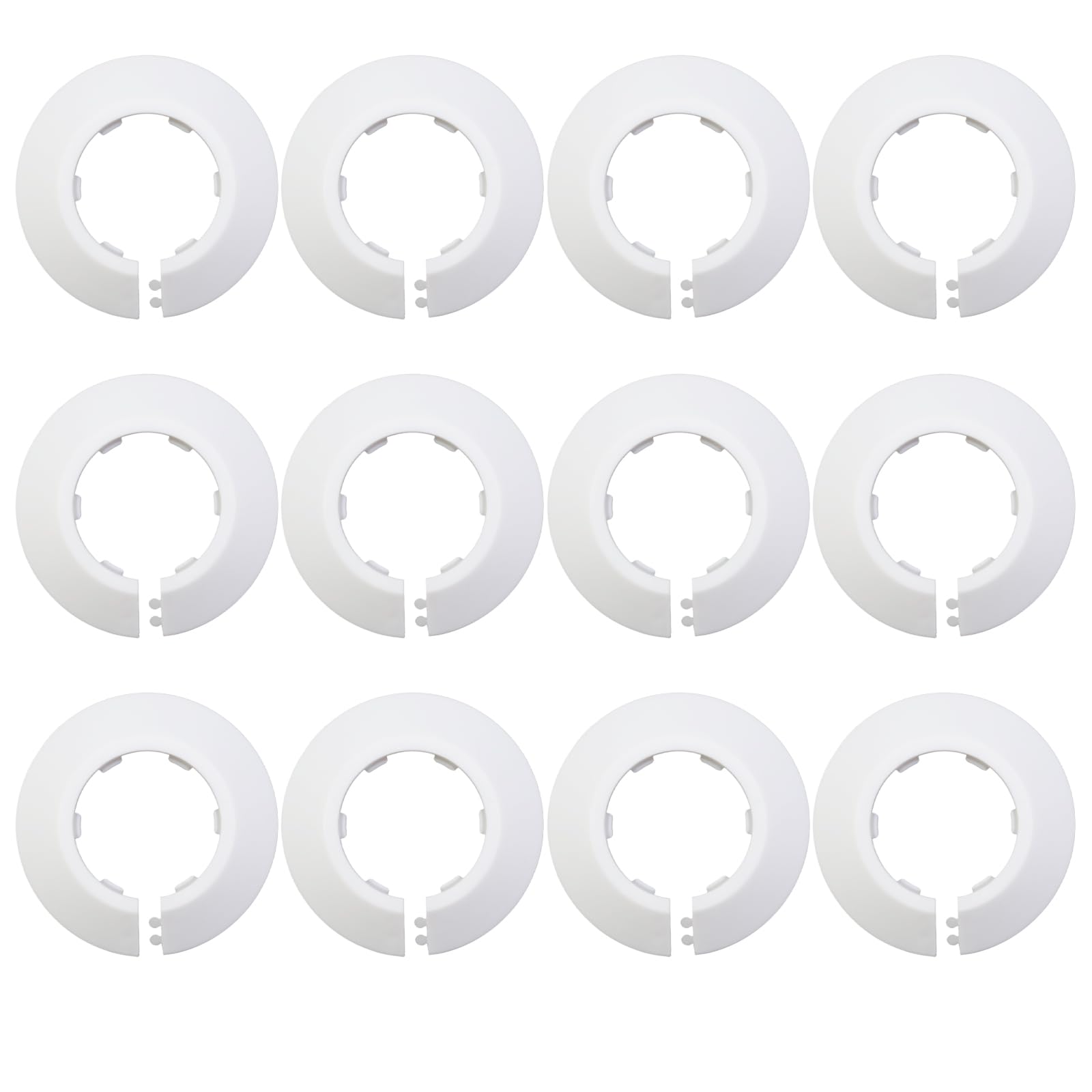 Oedema Wall Split Flange Plastic Escutcheon Ring White Plumbing Supplies, Fits 32mm/1.26" Outer Diameter Wall Pipe Drain Line Cover, Pack of 12