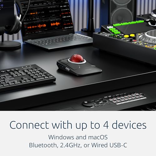 Image of Kensington K72458WW Expert Mouse TB800 EQ Trackball, Red, Bluetooth, 2.4GHz Wireless, Wired