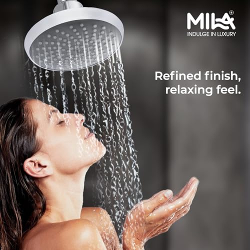 Image of Mila Premier Rain Shower| Chrome Finish Round Overhead Shower | Φ190mm Ceiling Mounted | ABS Body| Single Function Rainfall Shower for Broad Coverage & Water Efficiency| (Without Arm)