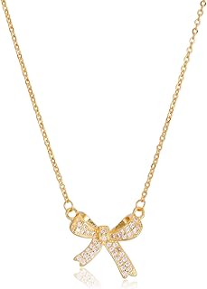 TESTRYE 18K Gold Bow Necklace,Dainty Bow Pendent Choker Necklace Bowknot Bow Tie Necklace for Women Girls