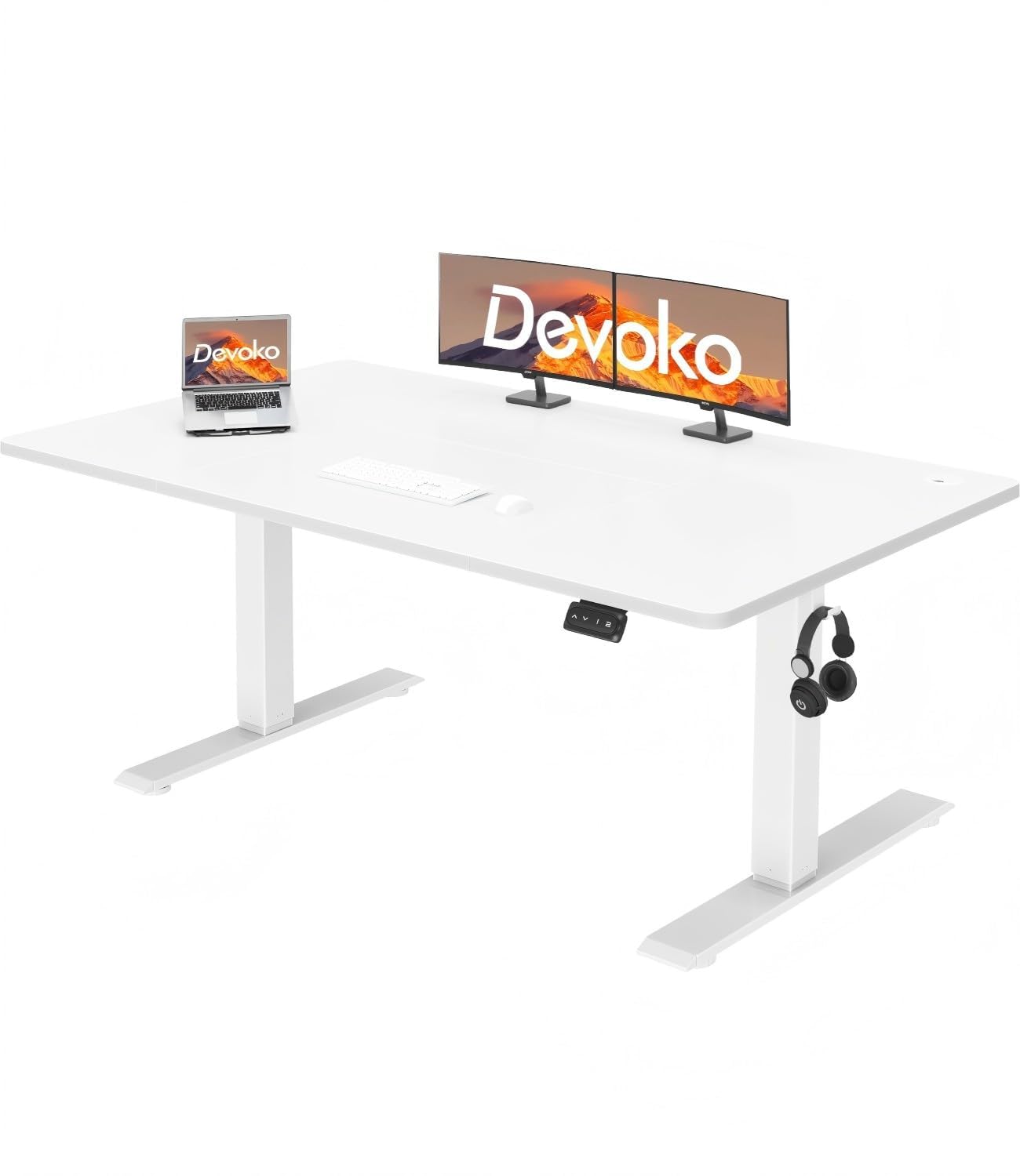 Devoko 電動スタンディングデスク 高さ調節可能 スタンディングデスク スタンドアップデスク ホームオフィス用 シットスタンドデスク 調節可能なデスク(120×60cm、ホワイト)
