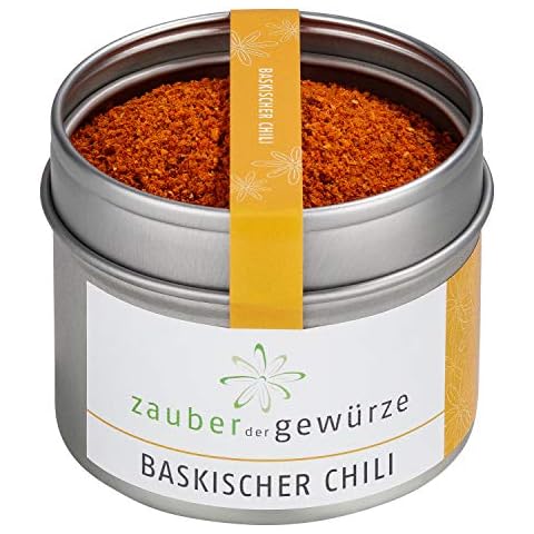 Zauber der Gewürze Baskischer Chili original aus Espelette im Baskenland (Frankreich), Piment d'Espelette, Chilipulver mild-fruchtig, Premium-Qualität in wiederverschließbarer Aroma-Dose, 60 g Cover