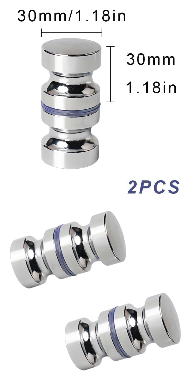 2 piezas Pomo parapuertadevidrio, un solo lado 30 mm, Tirador para puerta de vidrioparabaño, Manijasparapuertas de ducha, Manija para mampara de ducha, adecuado para puerta de vidrio de baño