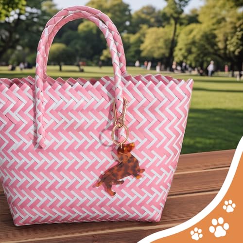 Dog-Shaped Bag Clasp & Keychain Charm- Acetate Animal Clip with Gold-Tone Metal